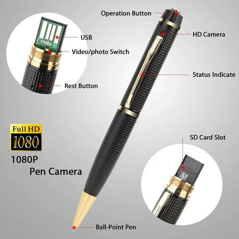 1080P HD Pocket Pen Camera Hidden Cam Mini Body Video Recorder DVR Security USB