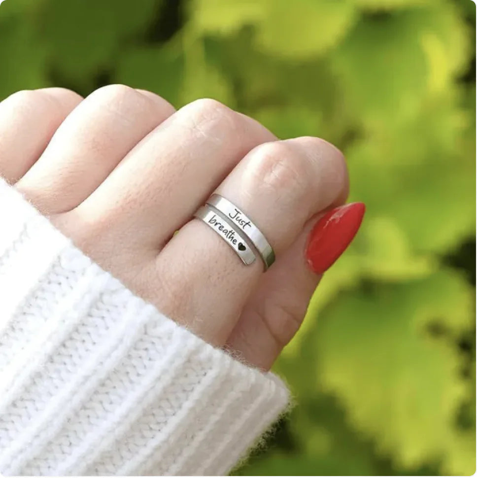 Simple Black "Love" Adjustable Ring