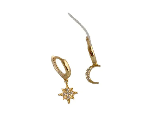 Sterling Silver Star & Moon Earrings