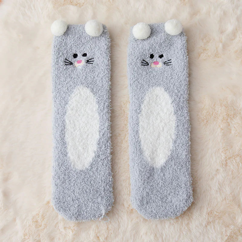 Women's Cartoon Coral Fleece Warm Socks